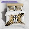 Juventus FC Pattern Printed 3PCS Bedding Set Soft Skin-Friendly Washable Duvet Cover & Pillowcases Set All Season Bedroom