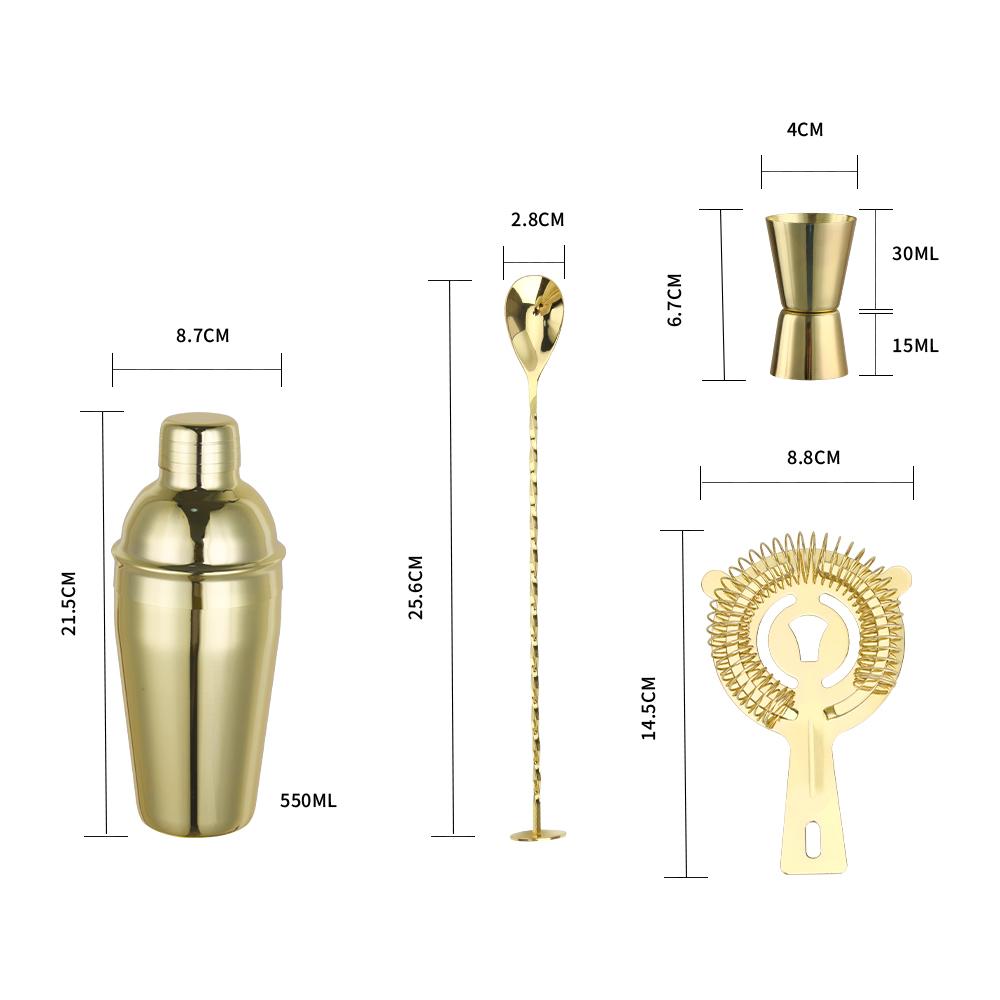 Gunmetal 550ml Cocktail Shaker Bar Set Mixer Drink Shaker Jigger & Mixing Spoon Straner Set Bartender Kit Home Bar Accessories