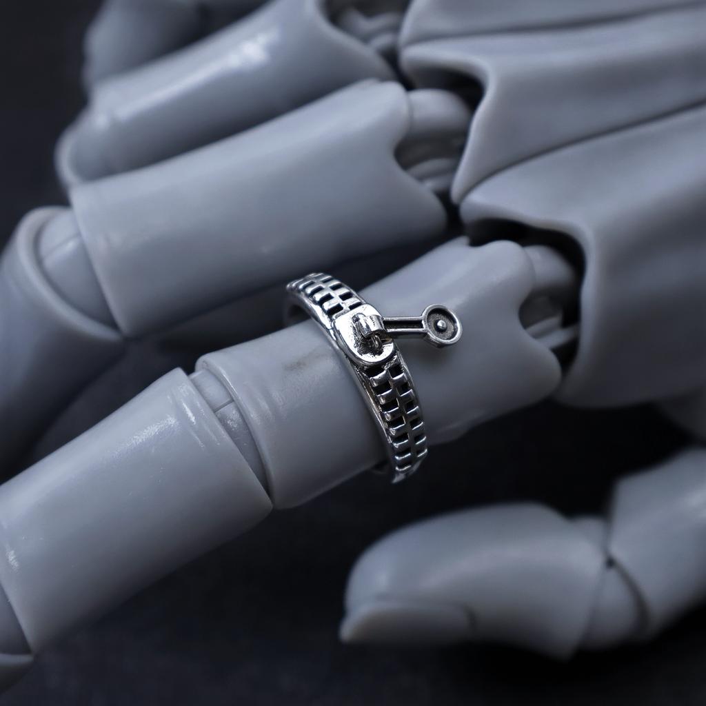 Retro JOJO Bucciarati Zipper Adjustable Open Ring For Men Silver-plated Copper Gothic Punk Edgy Jewelry Niche Accessories Gift