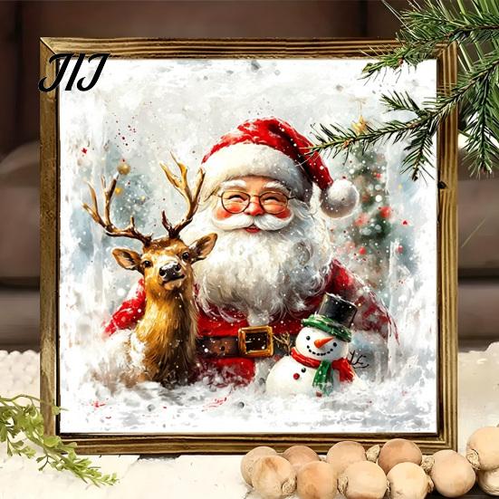 Placa de Boas-Vindas de Natal para Porta da Frente Placa Vintage, Boneco de Neve Papai Noel Gato Preto Decoração de Madeira Fofa Arte de Parede Sala de Estar Corredor, Feriado