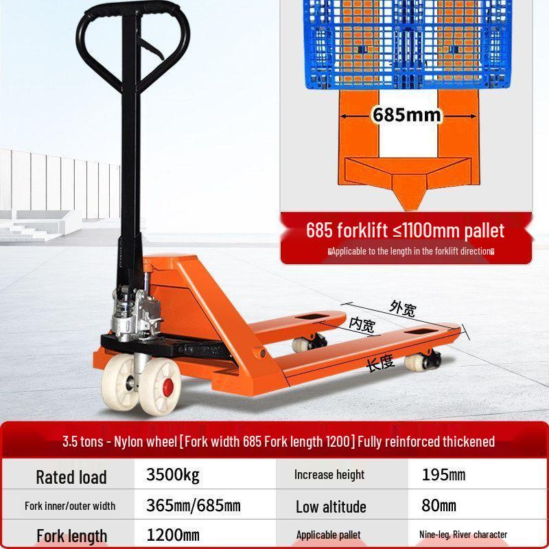 Hydraulic Hand Pallet Jack: 2-5 Ton Capacity Forklift Truck for Warehouse Loading/Unloading.