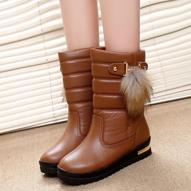 Buty dla Kobiety Futrzane Platforma Damskie Śniegowce Eleganckie na Średnim Obcasie Grube Białe do Połowy Łydki Cyrkonie Pół-Wysokie Pluszowe Y2k