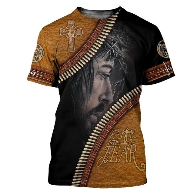 Jesus Is My Savior 3D Print Mens Womens T Shirts Fashion Cool Jesus T-shirt Summer Casual Y2k Short Sleeve Oversize Men Clothing