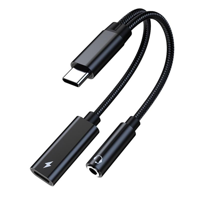 2 in 1 Type C to Auxiliary Plug Dongle Cable Type C to 3.5mm Sound & Charging Adapter for Music & Charging for Phone