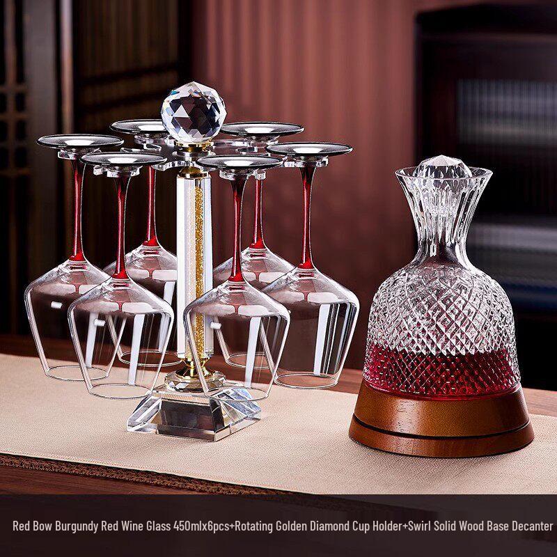 Luxury Burgundy Red Wine Glass Set with Decanter