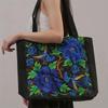 Ethnic Style Flower Embroidery Canvas Tote Bag Large Capacity Shoulder Handbag for Women
