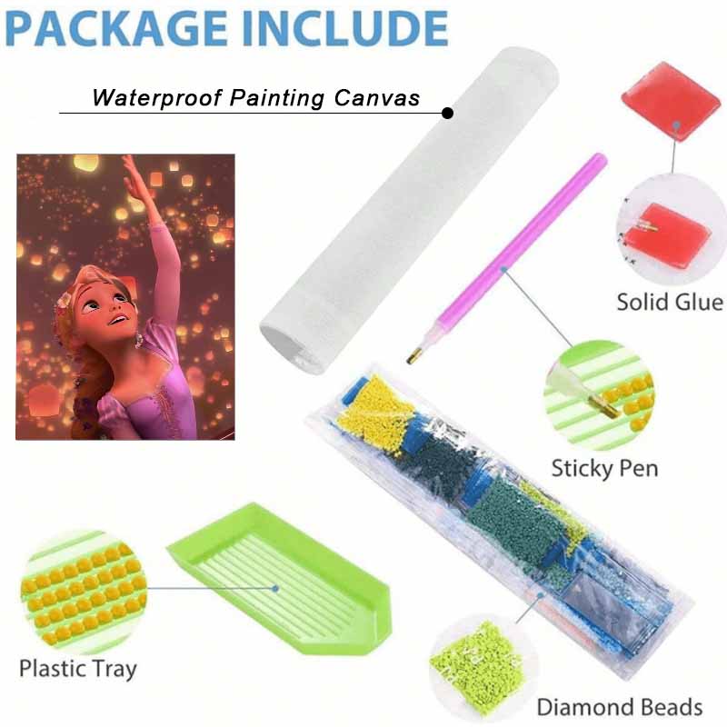 Disney Diamond Painting 5D Round Diamond Full of Diamonds Diy Handmade Stickers, Home Decoration Paintings, Tangled Lanterns