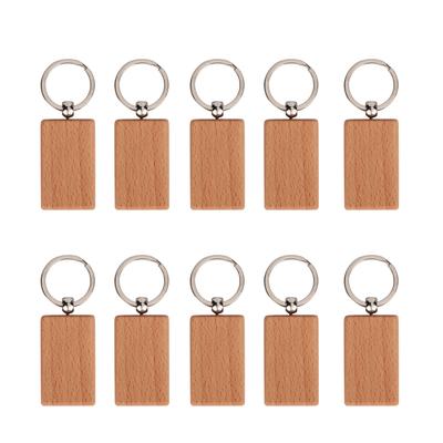 10PCS Beech Wood Key Chain Key Tags Keychains DIY Clothing Bag Decoration