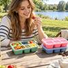 Microwavable Plastic Student Lunch Box, Rectangular 5-Compartment Bento Box, Multi-Size Meal Prep Container, 4 Color Set