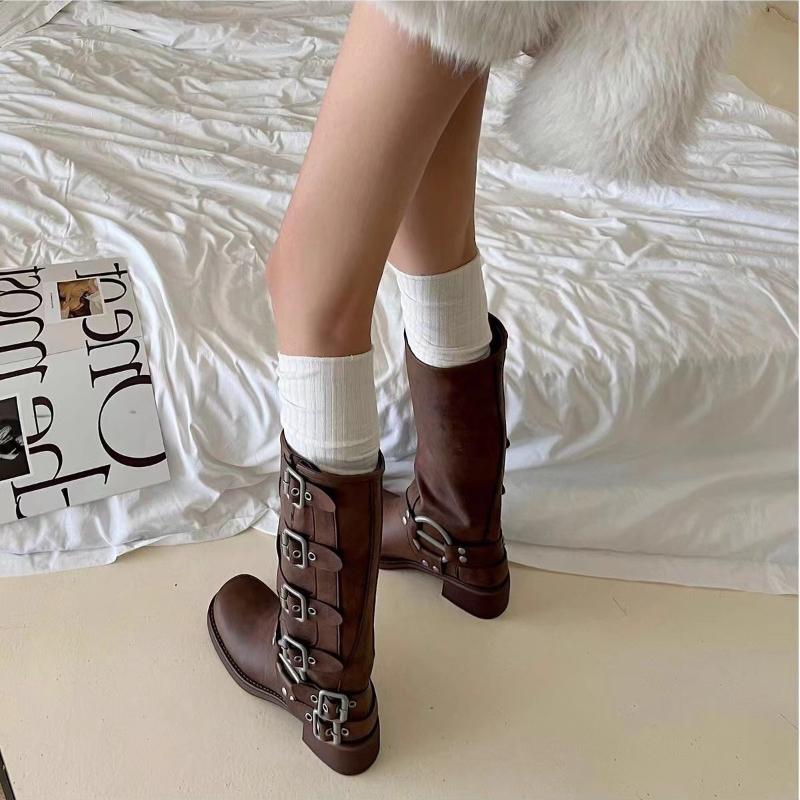 Spring Knee Length Stockings for Women White Pile Socks Fashion GIrls JK Slimming Boots Sock Japanese Calf Socks Cotton Footwear