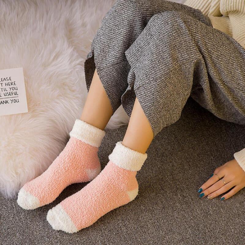 Women s Winter Essential Warm Pastel Sleep Socks A25337_Blue