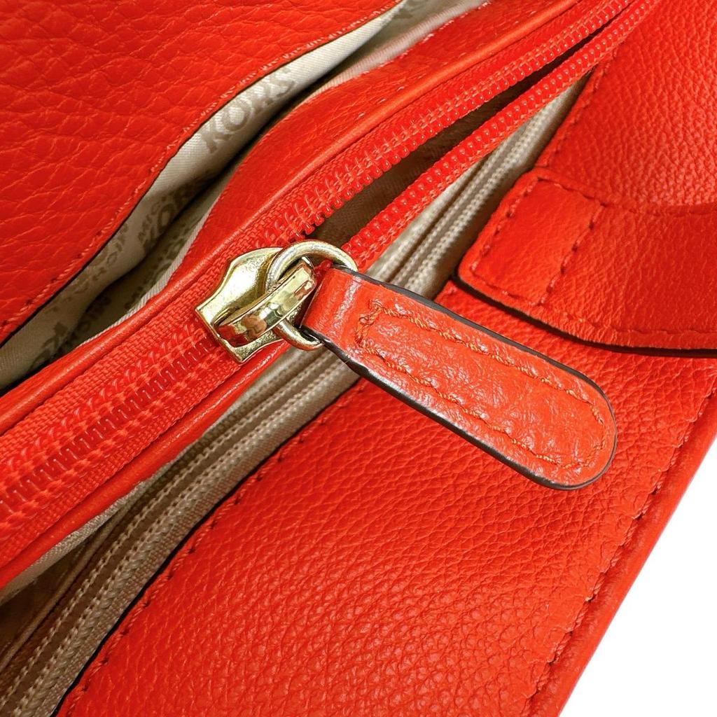Michael Kors A4 Compatible Shoulder Bag Handbag Leather Red Women Used