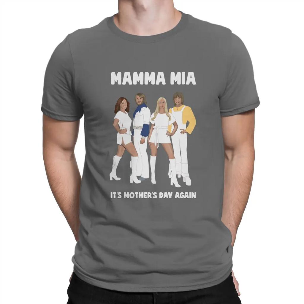 Fashion Mamma Mia Music T-Shirts for Men Round Neck 100% Cotton T Shirt A-ABBA Band Short Sleeve Tee Shirt Birthday Present