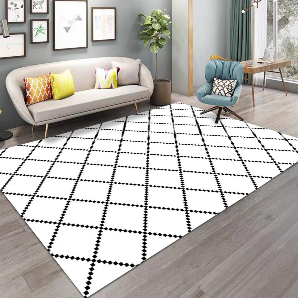 Modern Geometric Pattern Carpet Anti Slip Machine Washable Floor Mat Living Room Bedroom Office Decoration Washable Carpet