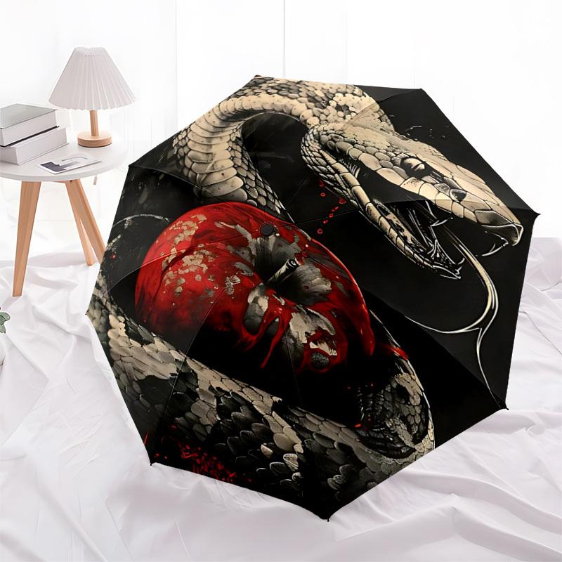 1PC Snake Apple Automatic Folding Umbrella - Compact 8-Rib Design, Durable Plastic & Iron, Lightweight for Outdoor Daily Use, Festive Gift057