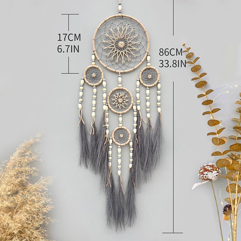 Bohemian Dream Catcher Hand-woven Pampas Grass Wind Chime Wall Hanging For Bedroom Birthday Festival Gifts Home Accessory Crafts