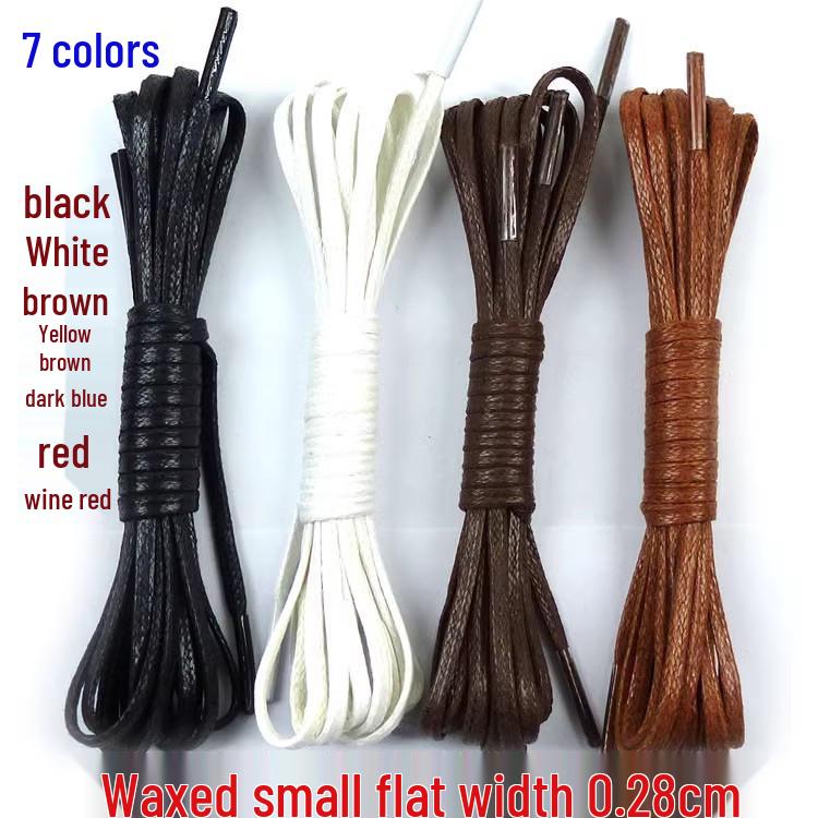 Black Flat Waxed Leather Shoelaces, 0.28cm Wide, Ideal for Boots & High-Tops