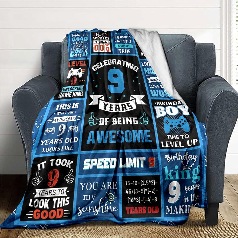 9Th Birthday Celebration Cozy Blanket Warmthful Decor for Sofa Couch Office Bed Picnics All-Season Use Cozy Home Lovers Gifting Relatives Y24