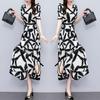 Plus Size Slimming Waist-cinching Polyester Dress for Middle-aged Mothers