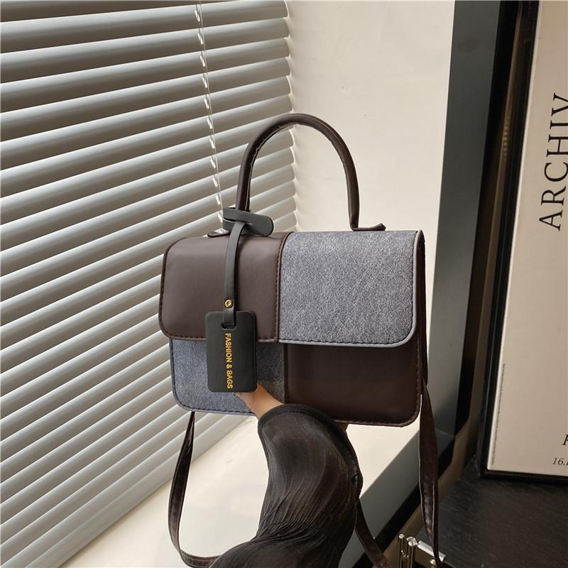 New Splicing Contrasting Colors, Advanced Texture Temperament, Portable Shoulder Messenger Bag, Commuter Versatile Woman