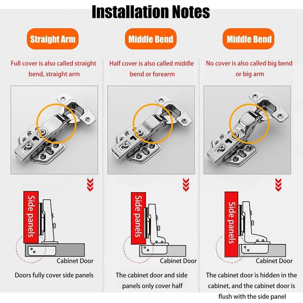 Kitchen Cabinet Door Hinges Stainless Steel Soft Close Furniture Hardware Cupboard Hinges Soft Closing Hydraulic Door Hinge