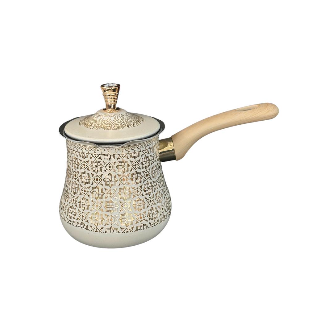 550ml Stainless Steel Turkish Coffee Pot Portable Butter Warmer Pot Chocolate Melting Pot with Long Handle and Lid