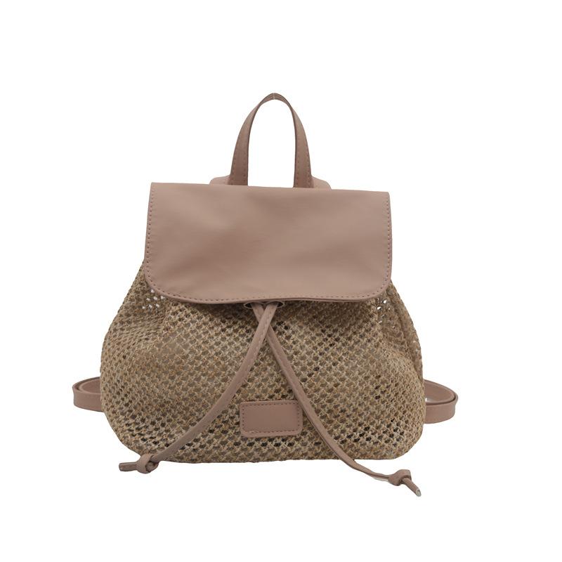 Niche Design Straw Woven Backpack Bag Women's 2025 New Summer Fashion Travel Bag Woven Small Backpack
