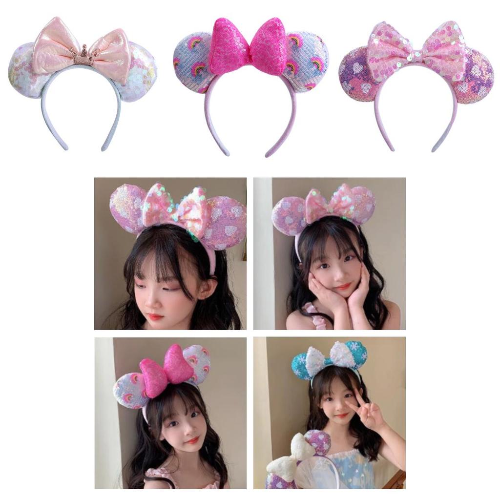 Sparkling Sequin Butterfly Bow Headband For Adults And Children Perfect For Photoshoots And Princess Parties Light Pink