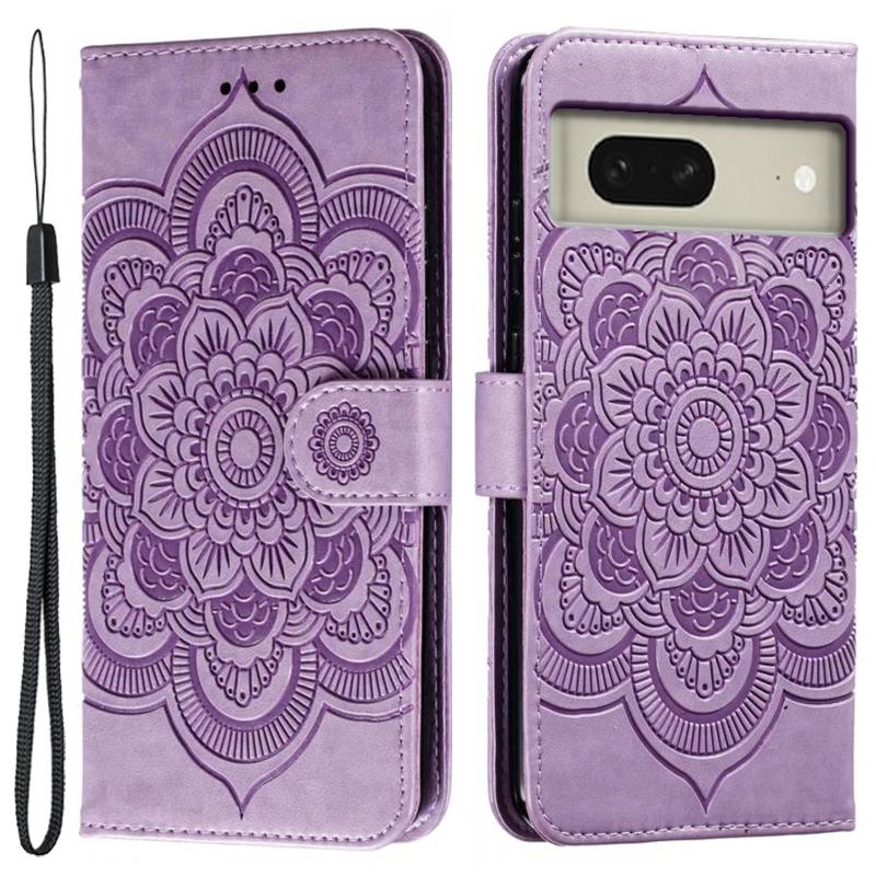For Google Pixel 8 Case PU Leather Mandala Imprinted Design Wallet Phone Cover