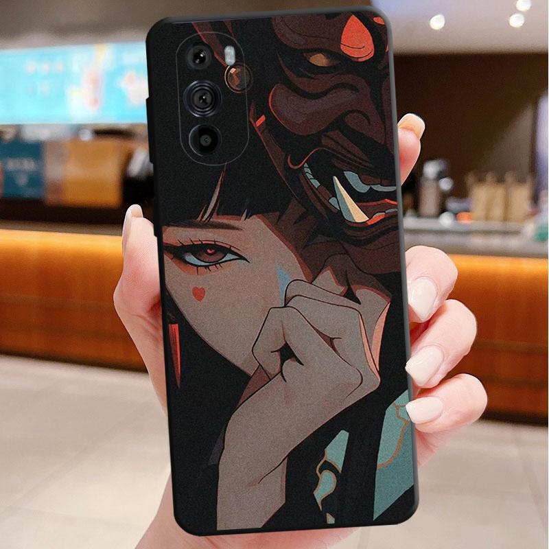 

Phone Case For Motorola Edge 50 40 Pro 60 50 40 30 Ultra Neo Fusion Moto G Play G Stylus G Power G Anime Girl With Oni Mask G Stylus 5G 2024