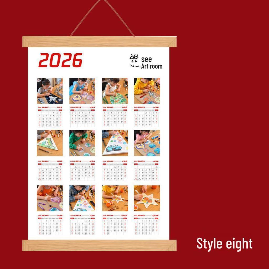 2026 Year of the Horse DIY Photo Calendar: Kindergarten Hanging Scroll, Wall Art & New Year Gift for Students