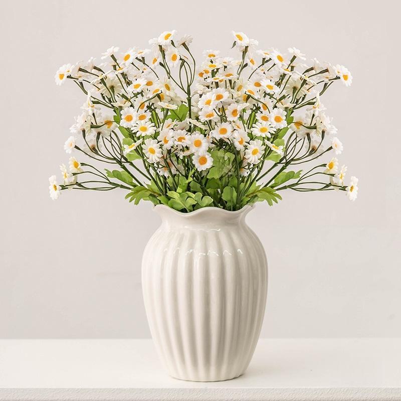 European White Rose Ikebana Vase: Simple Ceramic for Living Room, Dining Table, Dried or Fresh Flowers, and Hydroponic Decor