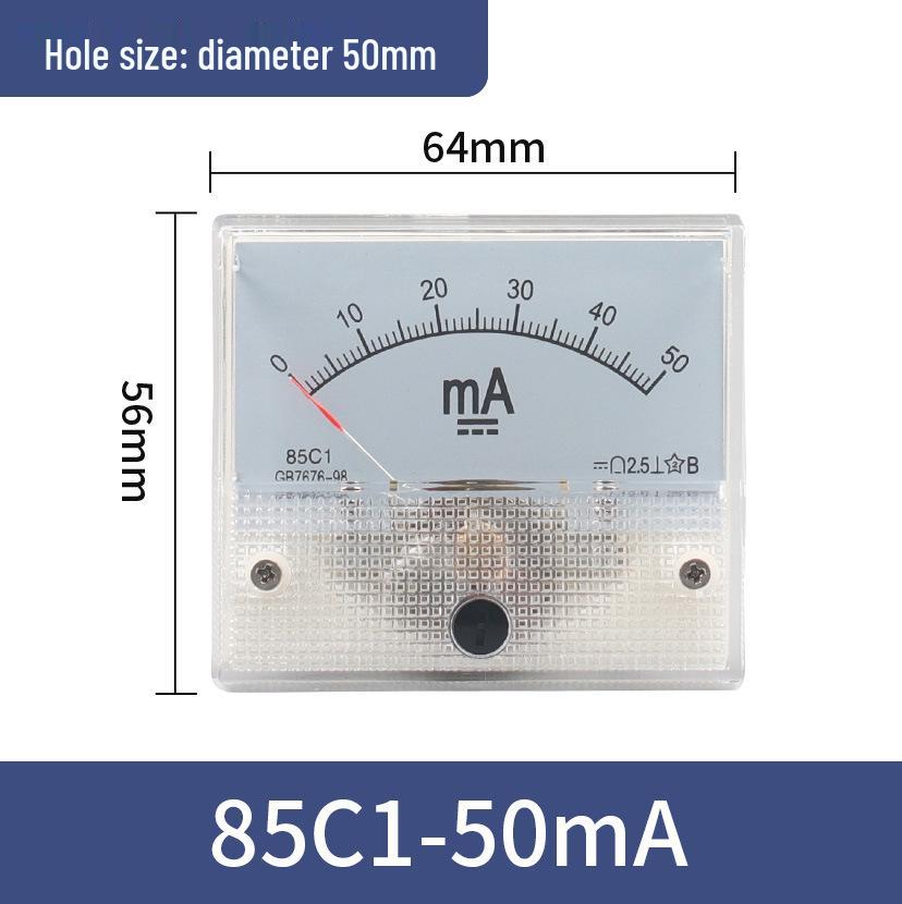 Pointer Type DC Ammeter Head 85C1-10A: Available In 1A, 2A, 3A, 5A, 50A, 500mA, 100uA, 30mA, and 50mA.