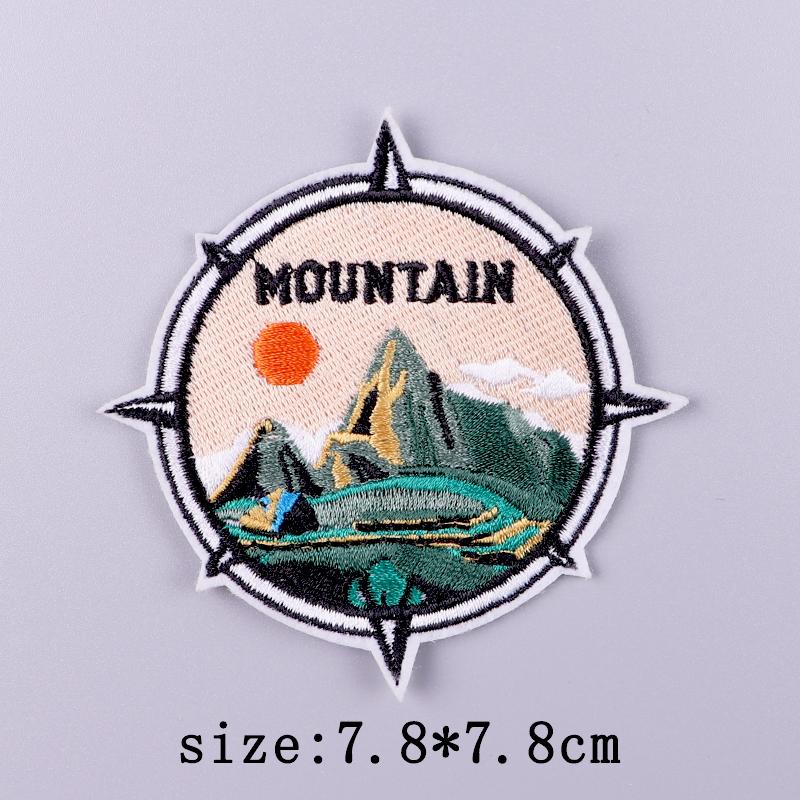 Wilderness Patch Iron On Patches For Clothing Outdoor Embroidered Patches On Clothes Camping Embroidery Patch Hook Loop Stickers
