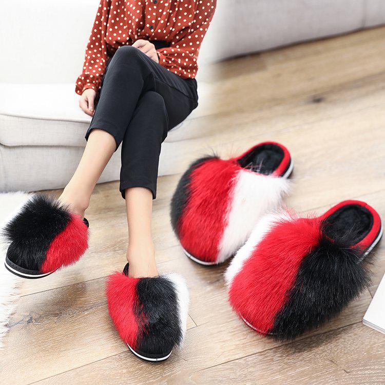 Buy Fur Slipper for Women Winter Warm Flats House Shoes Woman Slip On Pantoffels  Dames Indoor Flip Flops at affordable prices — free shipping, real reviews  with photos — Joom