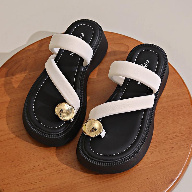 

[Customized] H228 sandals women s 2025 new summer popular versatile outer wear thick sole soft sole heightening Mori series rest 35