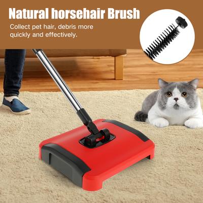 Carpet Floor Lazy Sweeper Manual Carpet Sweeper Cleaner Non-Electric Carpet Broom Sweeper Hand Push Automatic Broom for Home