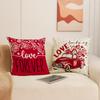 Valentine's Day Pillow, Simple and Versatile Combination Set, Pillow Cover, Red LOVE Letter Printed Sofa Pillow