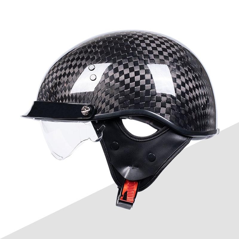 3k DOT Approved Bright Black Classic Half Face Racing High Quality Carbon Fiber Helmet Casque Casco Para Motocicleta Certificado