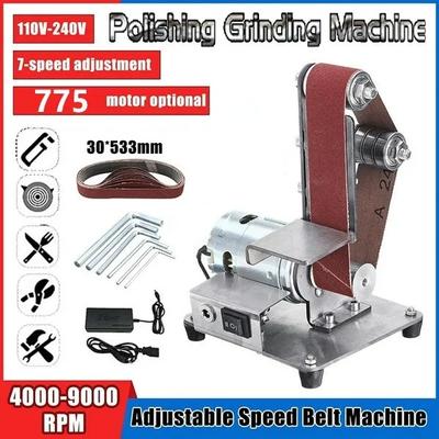 UPGRADE 775 Motor Multifunctional Grinder Mini Electric Belt Sander Polishing Grinding Machine Edge Sharpener Metal Wood Sanding Machines