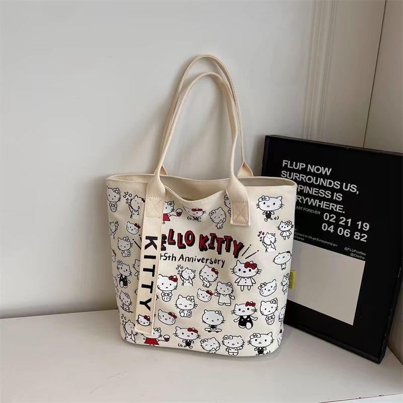 Cute Cartoon Canvas Tote Bag - Large, Versatile, Single Shoulder Bag for Women