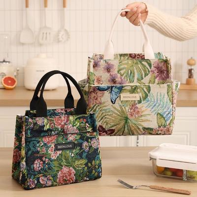 New Fresh Flowers Lunch Bag Insulated Large Capacity Insulation Bag Portable Lunch Box Bag Office Workers