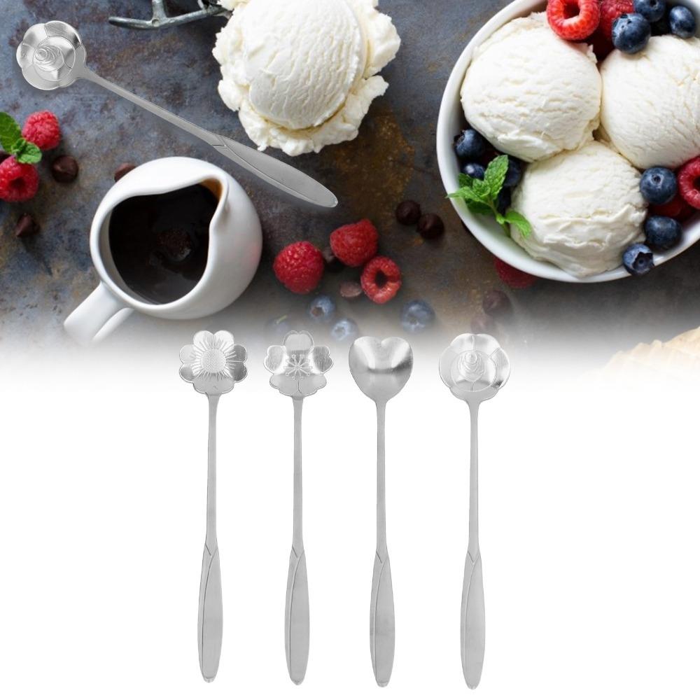 4Pcs Rustless Steel Stirring Spoon Multi-color Dessert Spoon Safe Beverage Stirrer Afternoon Tea