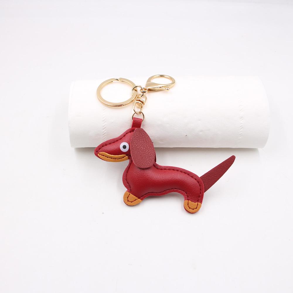 Charm de Couro Dachshund Desenho Animado em Estoque, Chaveiro de Cachorro e Acessório para Capa de Celular