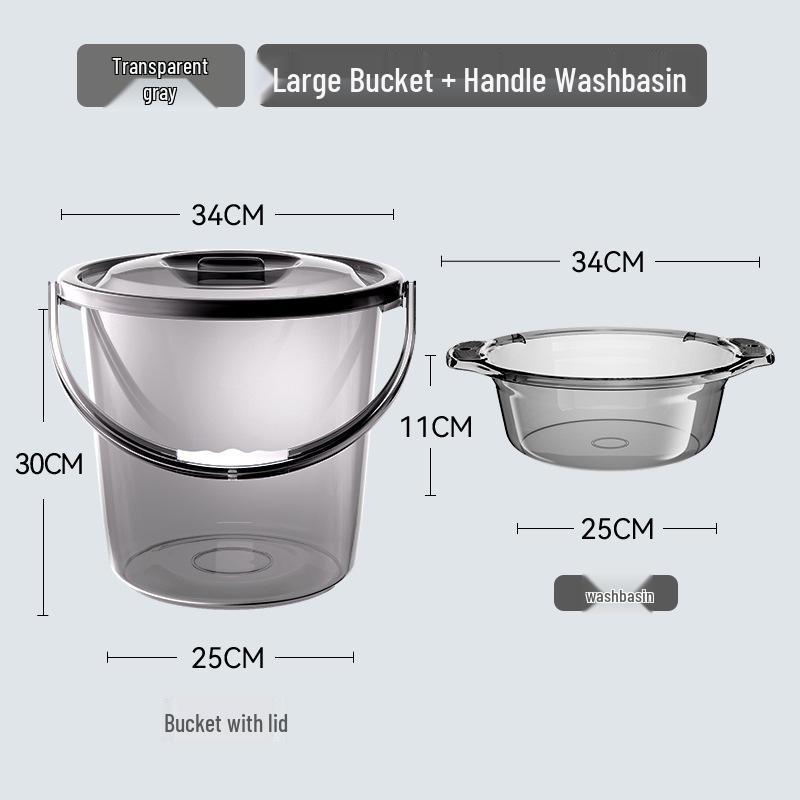 Förtjockad Transparent Plasttunna med Lock: Hushållsvattenförvaring, Tvätt- och Studentrums-användning