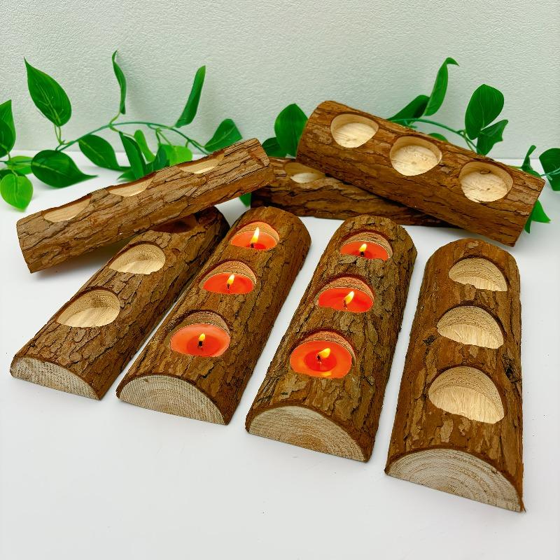 4pcs Wooden Candle Holders Wedding Centerpiece Decor Valentine's Day Weddings Birthday Supplies Candle Cup Table Home Decoration