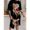 Men's Printed Short Sleeve T-Shirt + Shorts Set Casual Sportswear Breathable Outdoor Leisure