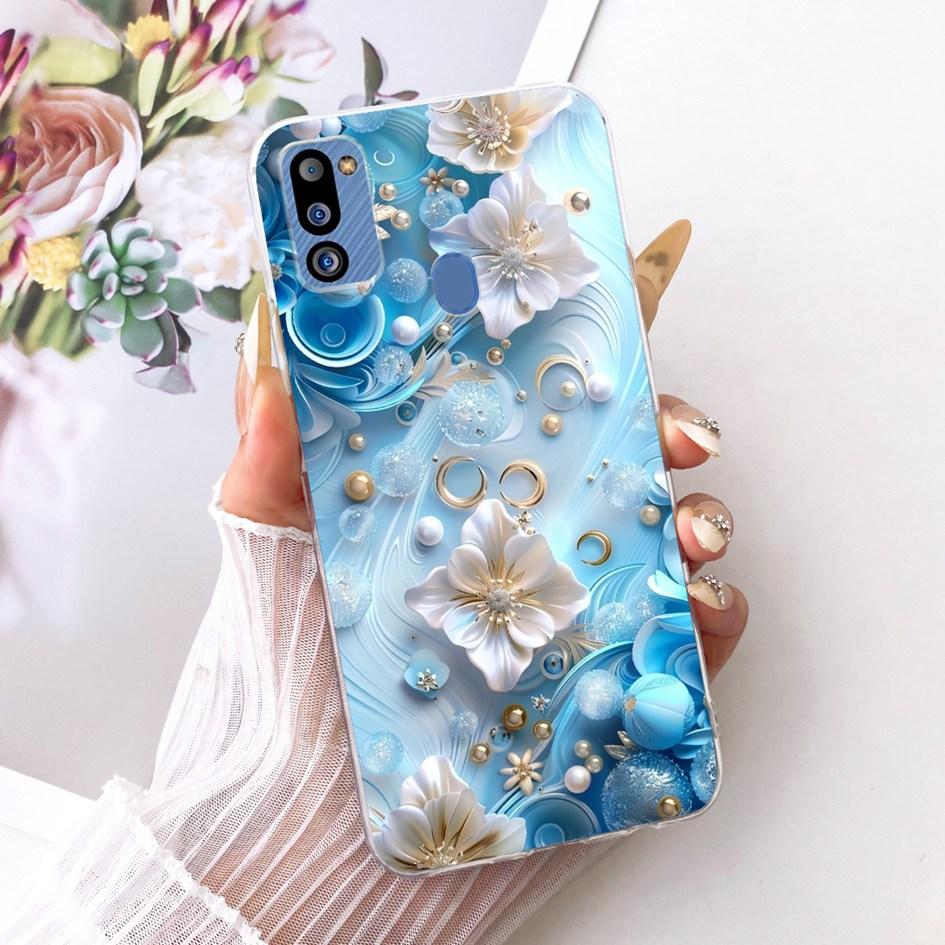 For Cover Samsung Galaxy M21 2021 Phone Case SM-M215G Shell Fashion Flower Soft Silicone Clear Cover For Samsung M21 2021 Fundas