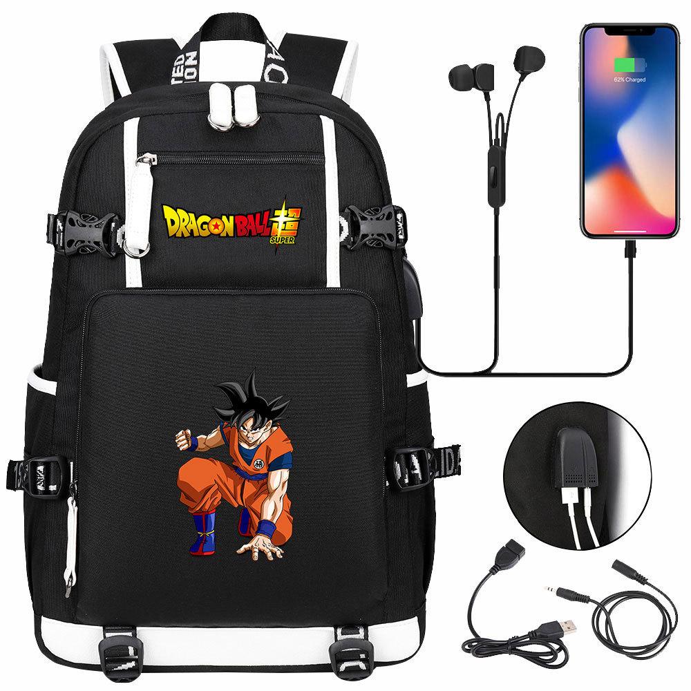 Vegeta Sun Wukong Dragon Ball Ultra USB Headphones Teen Student School Bag Men's and Women's Leisure Travel Backpack