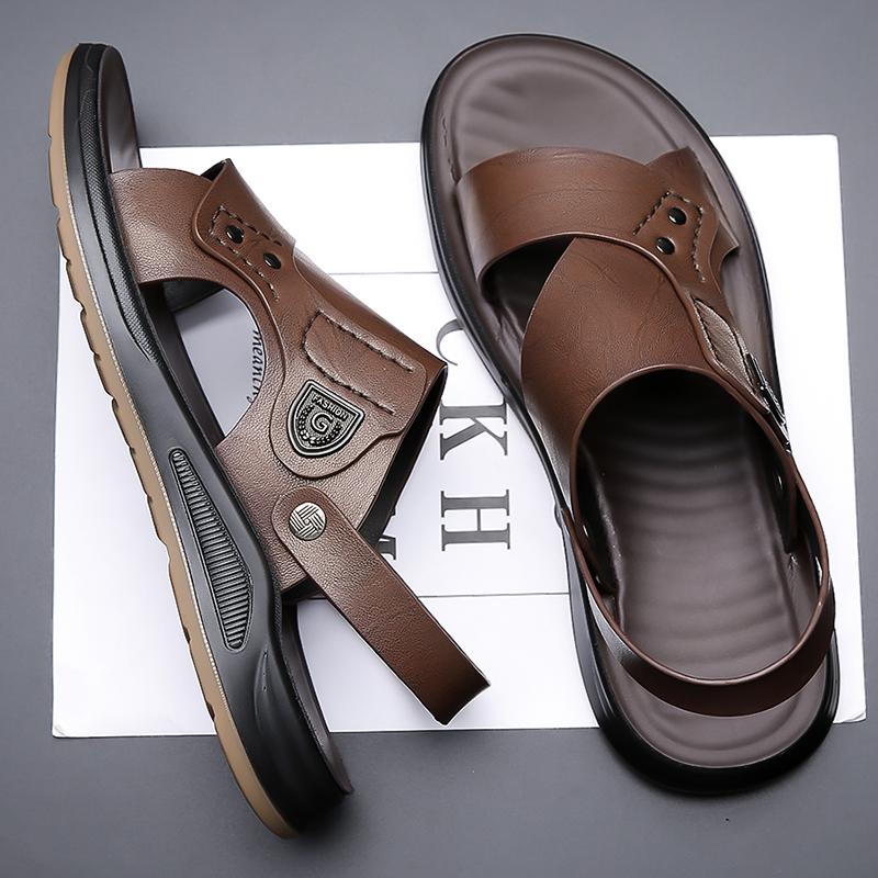 Fashion Hiking Genuine Leather Outdoor Indoor with Platform Trekking Height Ankle Wrap Slippers Beach Male Shoe Men's Sandal Big Size 47